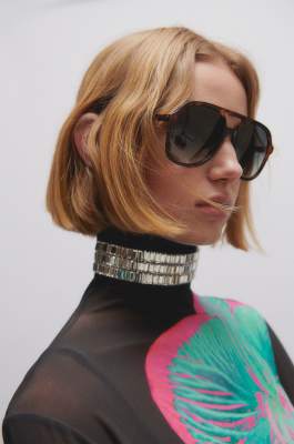 Choker with rectangular rhinestones, Black, Patrizia Pepe