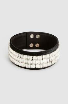 Choker with rectangular rhinestones, Black, Patrizia Pepe