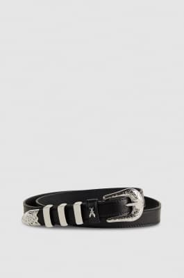 Cowboy-Ledergürtel Low Waist, Schwarz, Patrizia Pepe