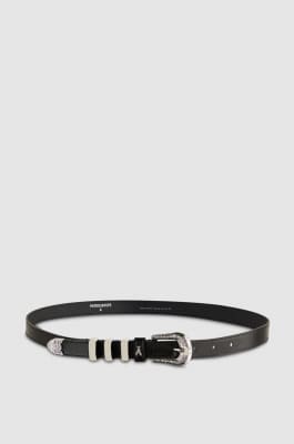 Cowboy-Ledergürtel Low Waist, Schwarz, Patrizia Pepe