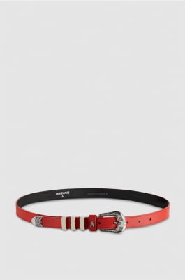 Cowboy-Ledergürtel Low Waist, Rot, Patrizia Pepe