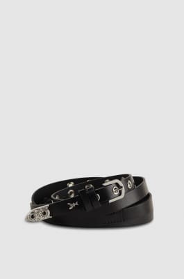 Low-waisted double belt, Black, Patrizia Pepe