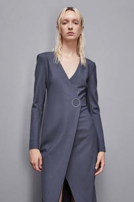 Robe coupe slim en laine Essential, Gris, Patrizia Pepe
