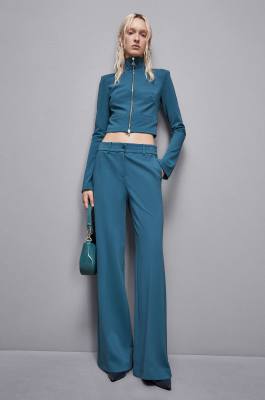 Low-waisted palazzo fit pants, Blue, Patrizia Pepe