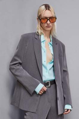 &quot;Essential&quot; oversized viscose blazer, Grey, Patrizia Pepe
