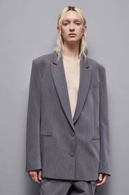 &quot;Essential&quot; oversized viscose blazer, Grey, Patrizia Pepe