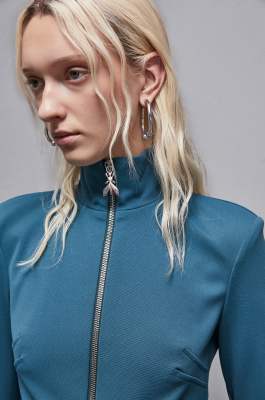 Chaqueta ajustada &quot;sporty&quot; con cuello alto, Azul