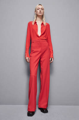 Palazzo-Hose aus Krepp Essential, Rot, Patrizia Pepe