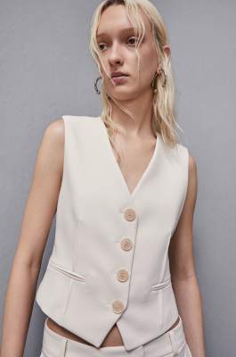 Stretch twill vest, Beige, Patrizia Pepe