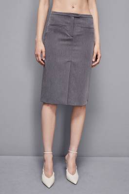 Rock mit Schlitz aus Viskose Essential, Grau, Patrizia Pepe