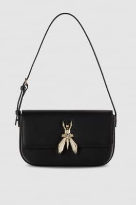 Leather bag with shoulder strap, Black, Patrizia Pepe