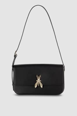Leather bag with shoulder strap, Black, Patrizia Pepe