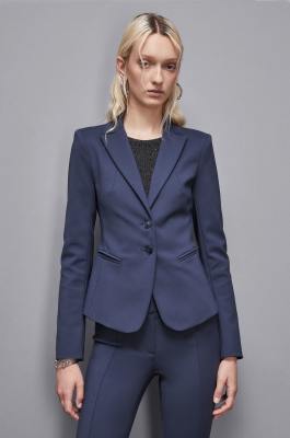 Schmal geschnittener 2-Knopf-Blazer, Blau, Patrizia Pepe