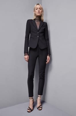 Schmal geschnittener 2-Knopf-Blazer, Schwarz, Patrizia Pepe