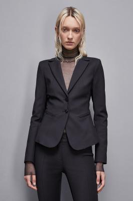 Schmal geschnittener 2-Knopf-Blazer, Schwarz, Patrizia Pepe