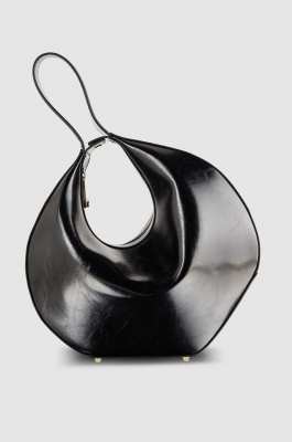 Hand-held Bangle Bag with zipper, Black, Patrizia Pepe