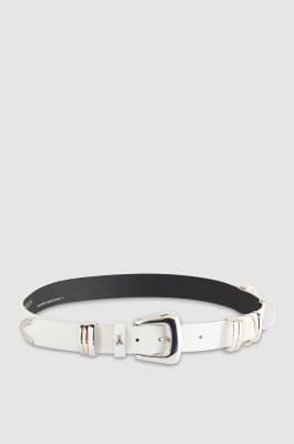 Low-waisted leather belt, White, Patrizia Pepe