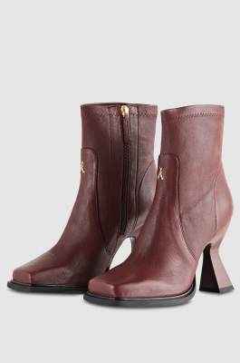 Nappaleder-Stiefeletten mit Absatz, Violett, Patrizia Pepe