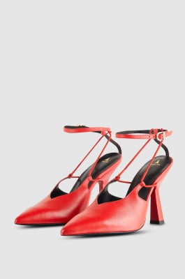 Slingback aus Leder mit Schnalle Astral, Rot, Patrizia Pepe