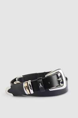 Low-waisted leather belt, Black, Patrizia Pepe