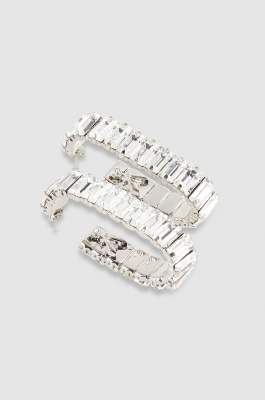 Open hoop earrings with rhinestones, Silver, Patrizia Pepe