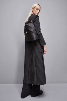 Sac à dos Fly en cuir avec double poche, Noir, Patrizia Pepe