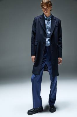 Medium single-breasted coat, Blue, Patrizia Pepe