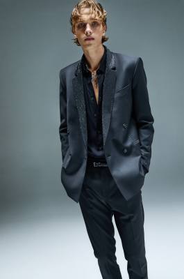 Double-breasted jacket with rhinestones, Black, Patrizia Pepe