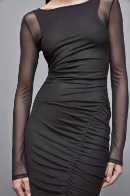 Dress in stretch tulle, Black, Patrizia Pepe