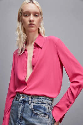 Essential crepe long-sleeved shirt, Pink, Patrizia Pepe