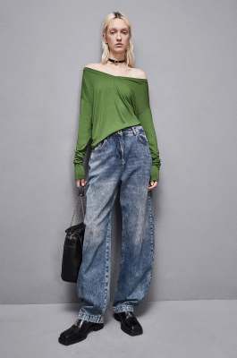 Essential viscose long-sleeved sweater, Green, Patrizia Pepe