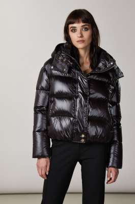 Short hooded down jacket, Black, Patrizia Pepe