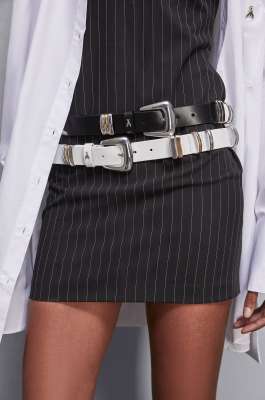 Low-waisted leather belt, White, Patrizia Pepe