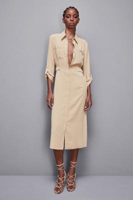 Long-sleeved chemisier dress, Beige, Patrizia Pepe