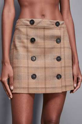 Canvas mini wrap skirt, Brown, Patrizia Pepe