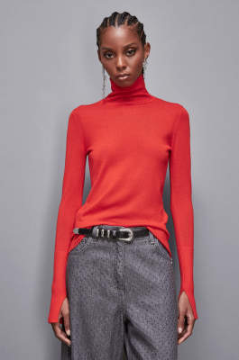 Rollkragenpullover aus Wolle, Rot, Patrizia Pepe