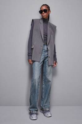 &quot;Essential&quot; viscose over vest, Grey, Patrizia Pepe