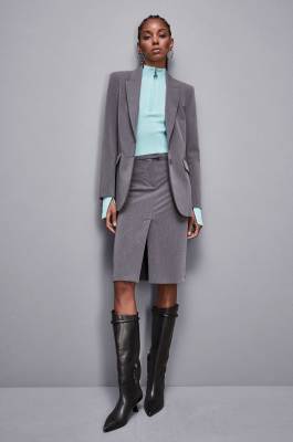&quot;Essential&quot; two-button viscose jacket, Grey, Patrizia Pepe