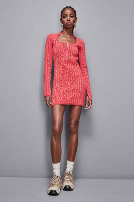 Robe courte à manches longues, Rose, Rouge, Patrizia Pepe