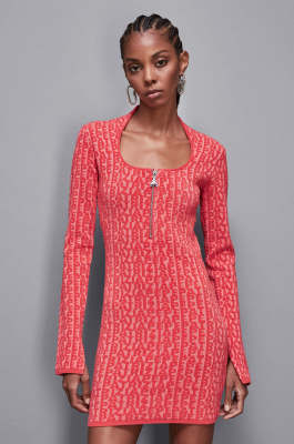 Robe courte à manches longues, Rose, Rouge, Patrizia Pepe