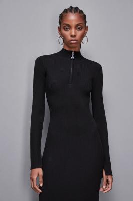 Ribbed wool midi dress, Black, Patrizia Pepe