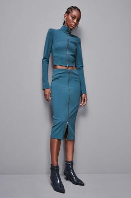 Skinny-Rock mit Reißverschluss aus Stoff, Blau, Patrizia Pepe