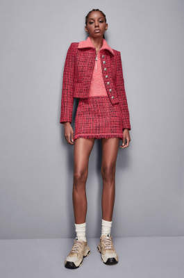 Fransen-Minirock aus Tweed, Rot, Patrizia Pepe