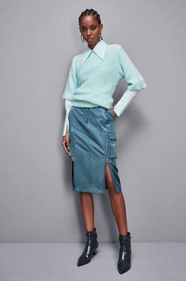 Cargo-Rock aus Nylon mit niedrigem Bund, Blau, Patrizia Pepe