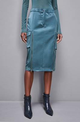 Cargo-Rock aus Nylon mit niedrigem Bund, Blau, Patrizia Pepe