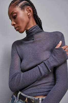 Essential slim fit wool sweater, Grey, Patrizia Pepe