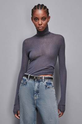 Essential slim fit wool sweater, Grey, Patrizia Pepe