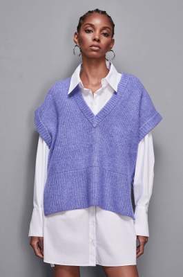 Sleeveless over shirt, Blue, Patrizia Pepe