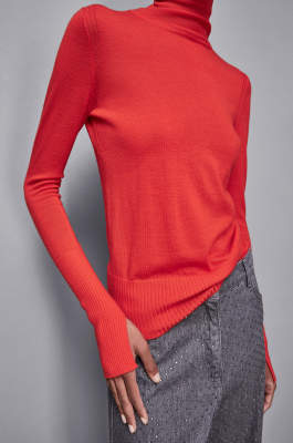 Rollkragenpullover aus Wolle, Rot, Patrizia Pepe