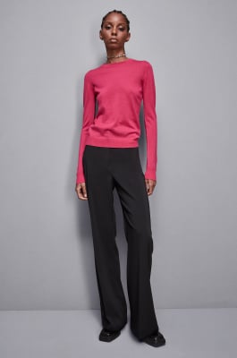 Wool sweater with round neckline, Pink, Patrizia Pepe